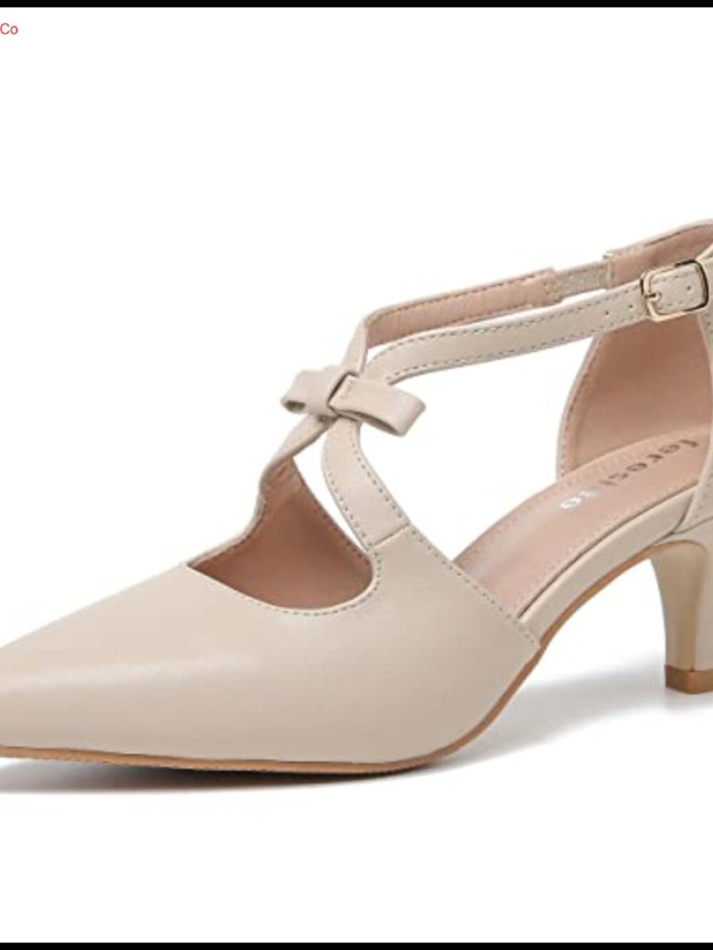 Women's Kitten Heels T-Strap 2 Inch Low Heel Bow Pointed Toe D'Orsay Dress Pumps